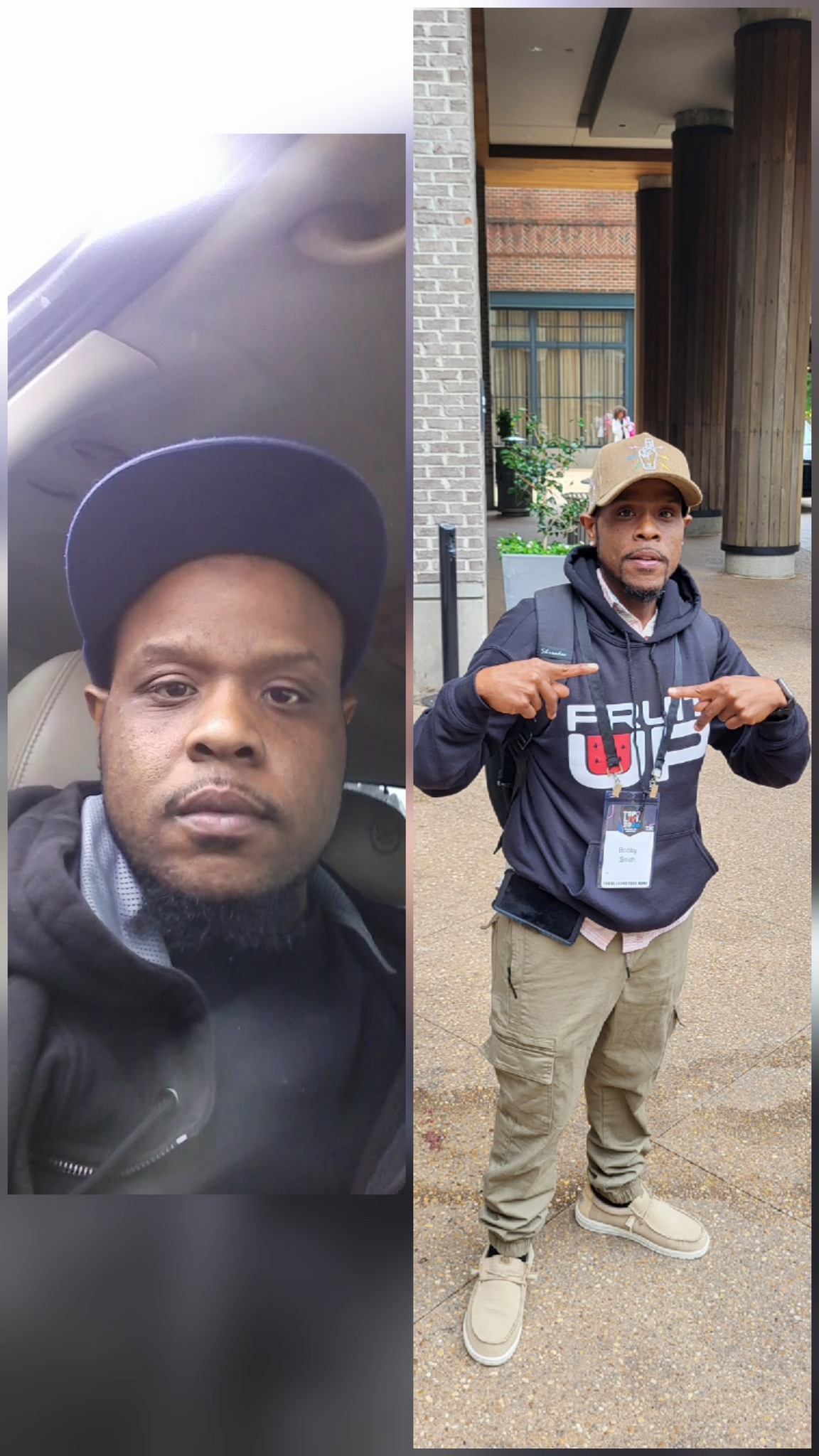 Two photographs of Bobby from his personal transformation journey